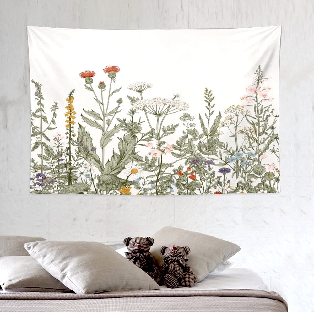 Botanical Garden Floral Wall Tapestry Dorm, Living Room, Bedroom Decor 40"x60”
